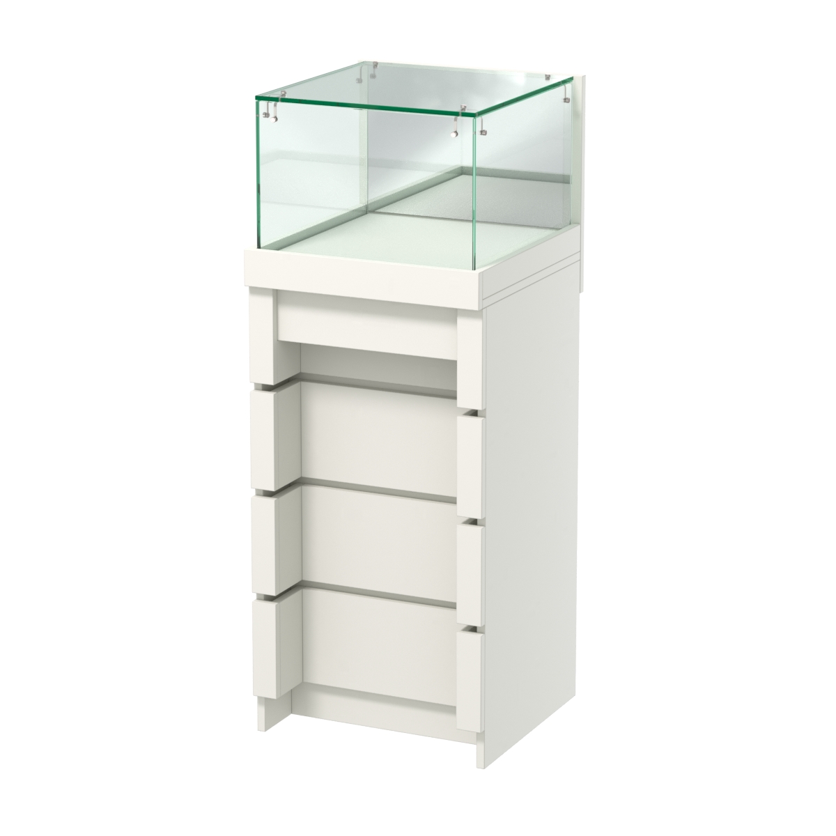 Торговый прилавок малый с утопленным фасадом и четырьмя ящиками №УФ-2-450 Белый