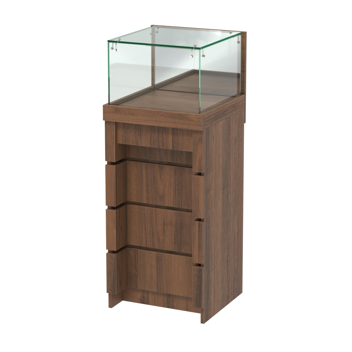 Торговый прилавок малый с утопленным фасадом и четырьмя ящиками №УФ-2-450 Орех