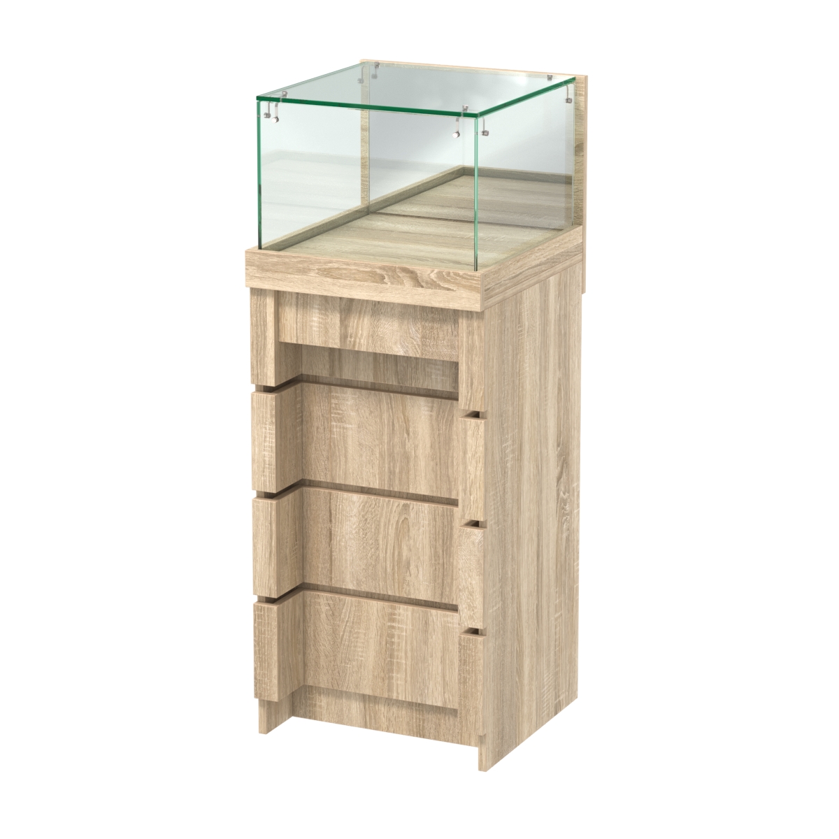 Торговый прилавок малый с утопленным фасадом и четырьмя ящиками №УФ-2-450 Дуб сонома