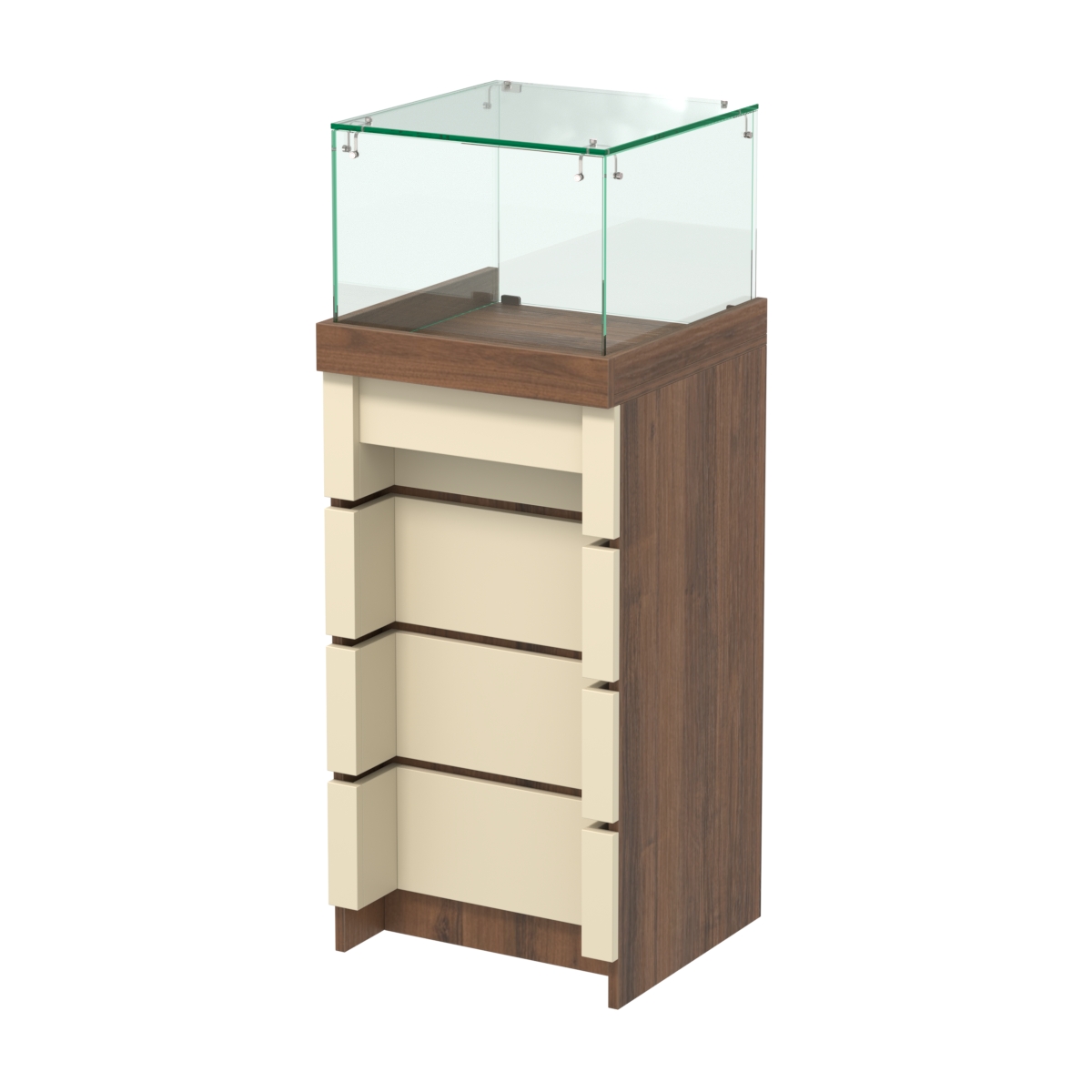 Торговый прилавок квадратный с утопленным фасадом №УФ-3-450 Орех + Крем Вайс