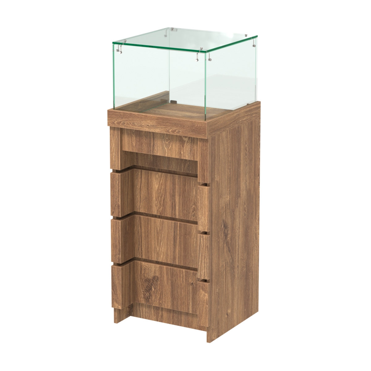 Торговый прилавок квадратный с утопленным фасадом №УФ-3-450 Дуб Канзас коричневый