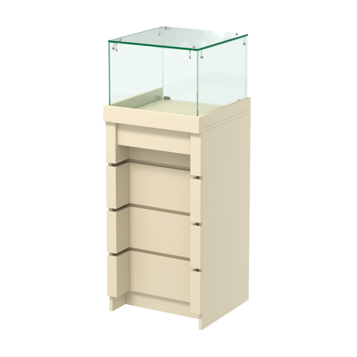 Торговый прилавок узкий с утопленным фасадом №УФ-4-450 Крем Вайс