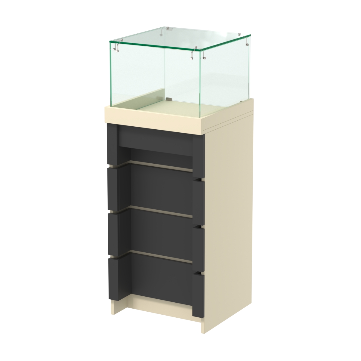 Торговый прилавок узкий с утопленным фасадом №УФ-4-450 Крем Вайс + Черный