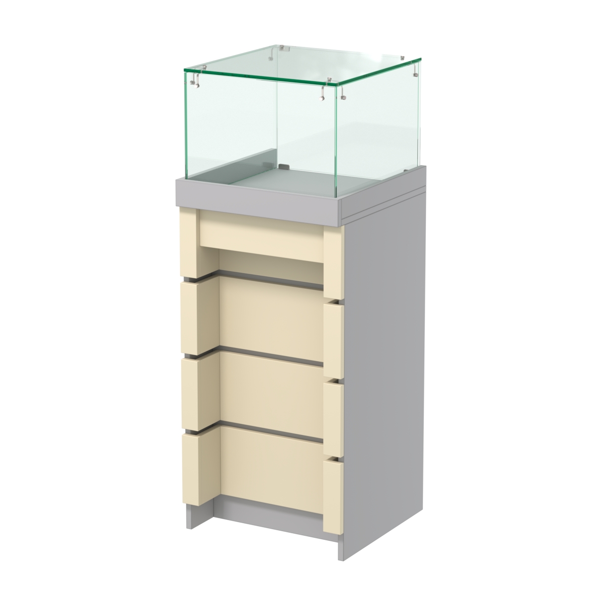 Торговый прилавок узкий с утопленным фасадом №УФ-4-450 Серый + Крем Вайс