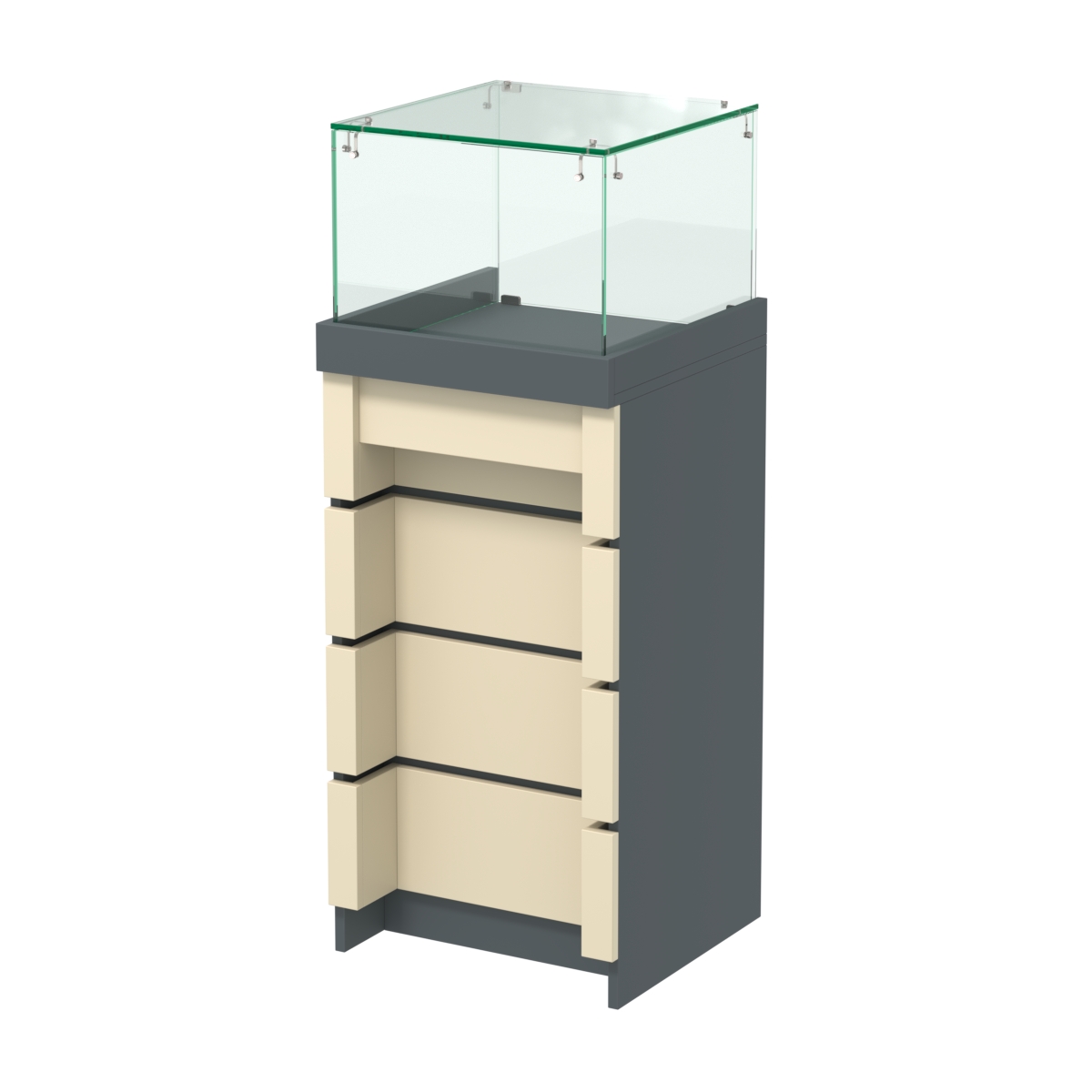 Торговый прилавок узкий с утопленным фасадом №УФ-4-450 Темно-серый и Крем Вайс U2601-U2236