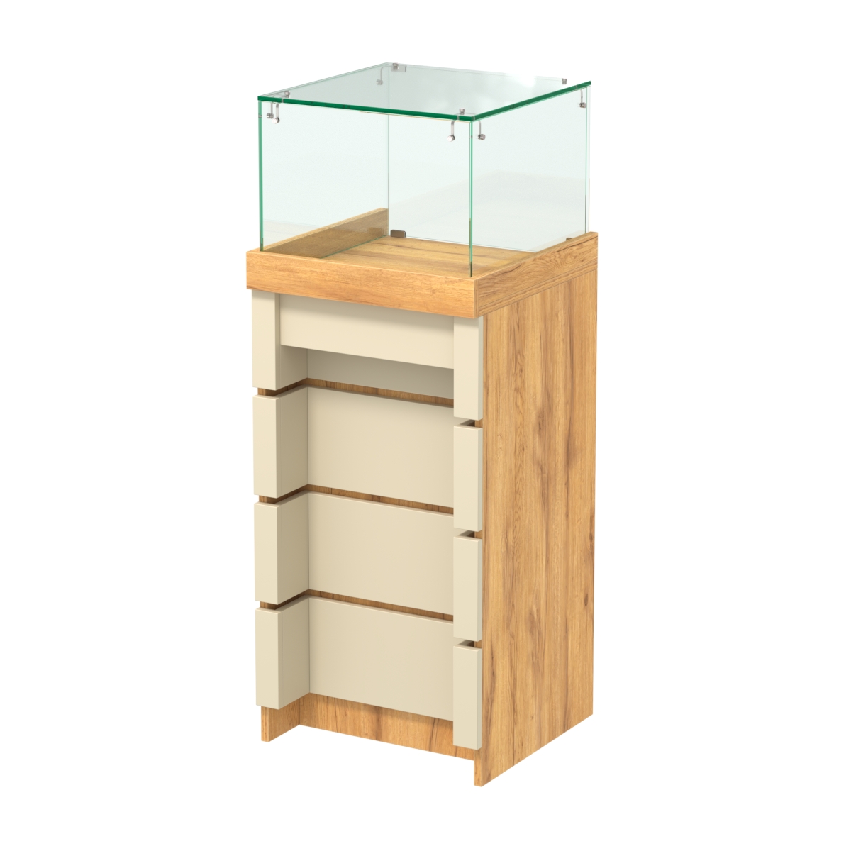 Торговый прилавок узкий с утопленным фасадом №УФ-4-450 Дуб Золотистый и Крем Вайс