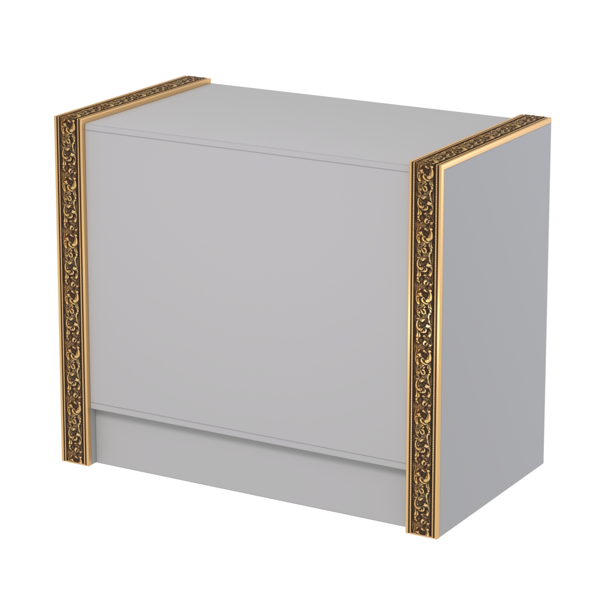 Недорогой прилавок с глухим фасадом и декоративными молдингами №ПДМ-1-900 Cерый