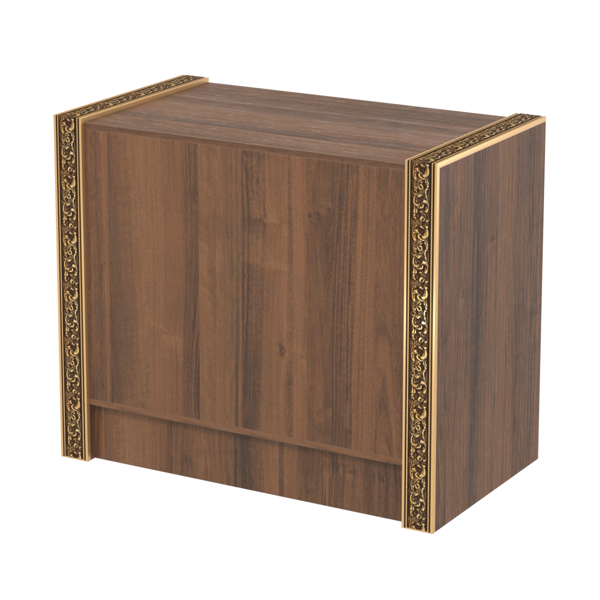 Недорогой прилавок с глухим фасадом и декоративными молдингами №ПДМ-1-900 Орех