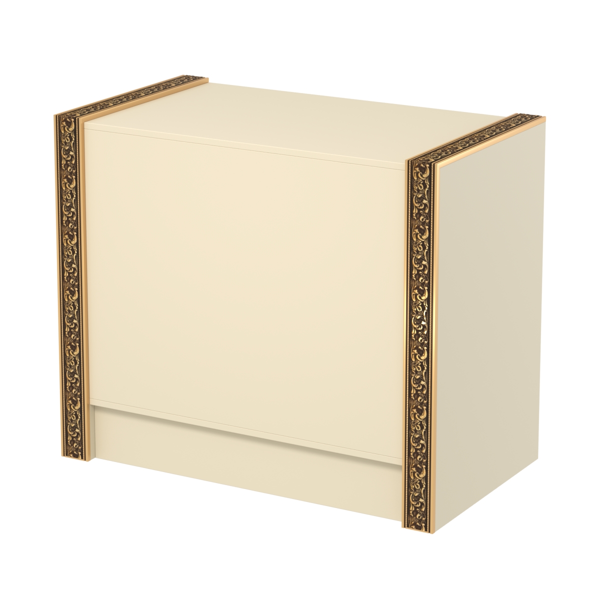 Недорогой прилавок с глухим фасадом и декоративными молдингами №ПДМ-1-900 Крем Вайс