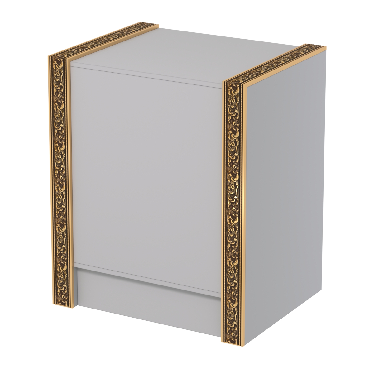 Недорогой прилавок полностью глухой с декоративными молдингами №ПДМ-5-600 Cерый