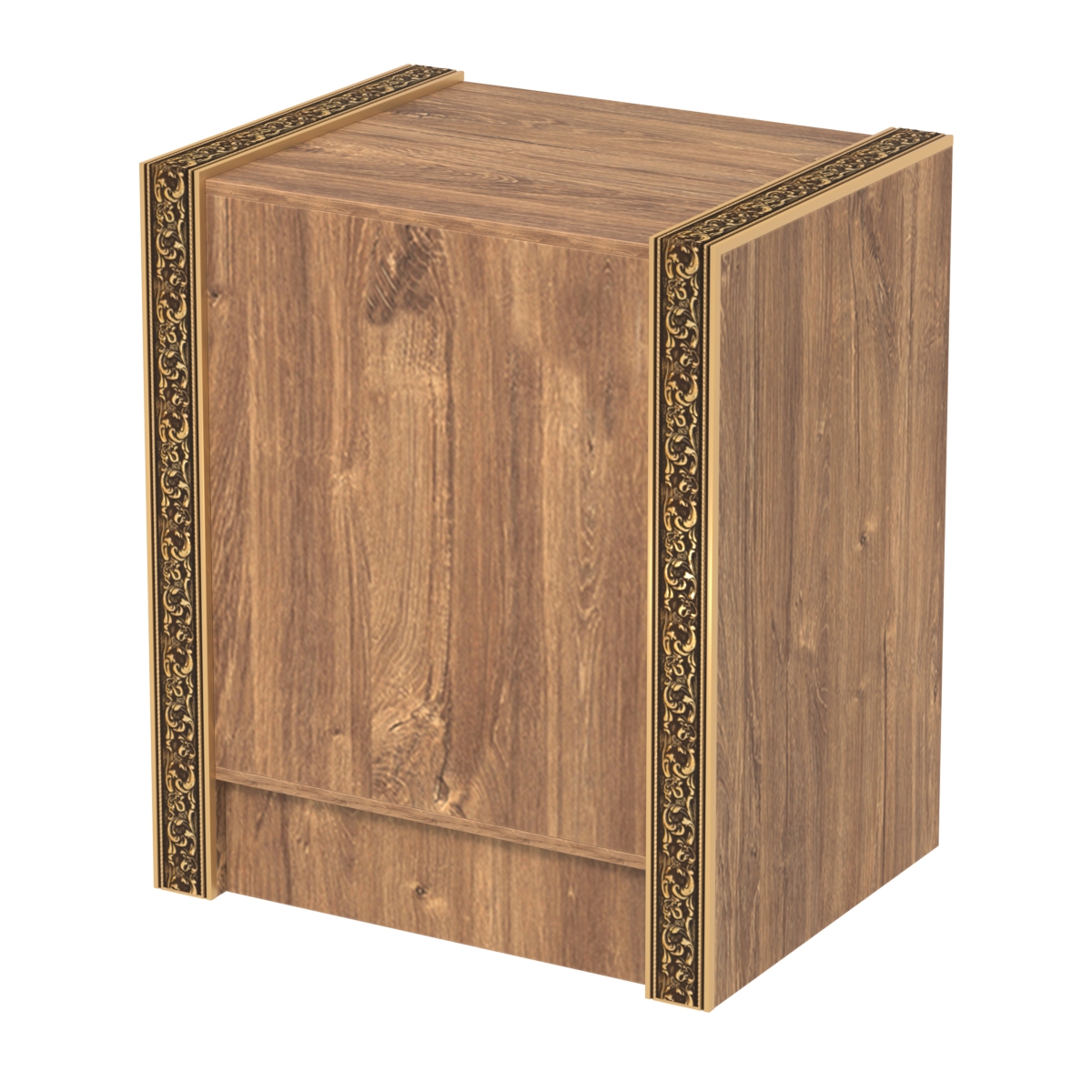 Недорогой прилавок полностью глухой с декоративными молдингами №ПДМ-5-600 Дуб Канзас коричневый