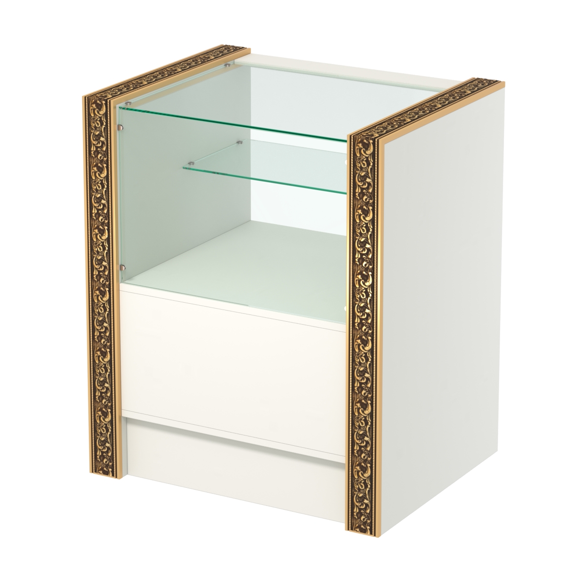 Недорогой прилавок малый с декоративными молдингами №ПДМ-3-600 Белый