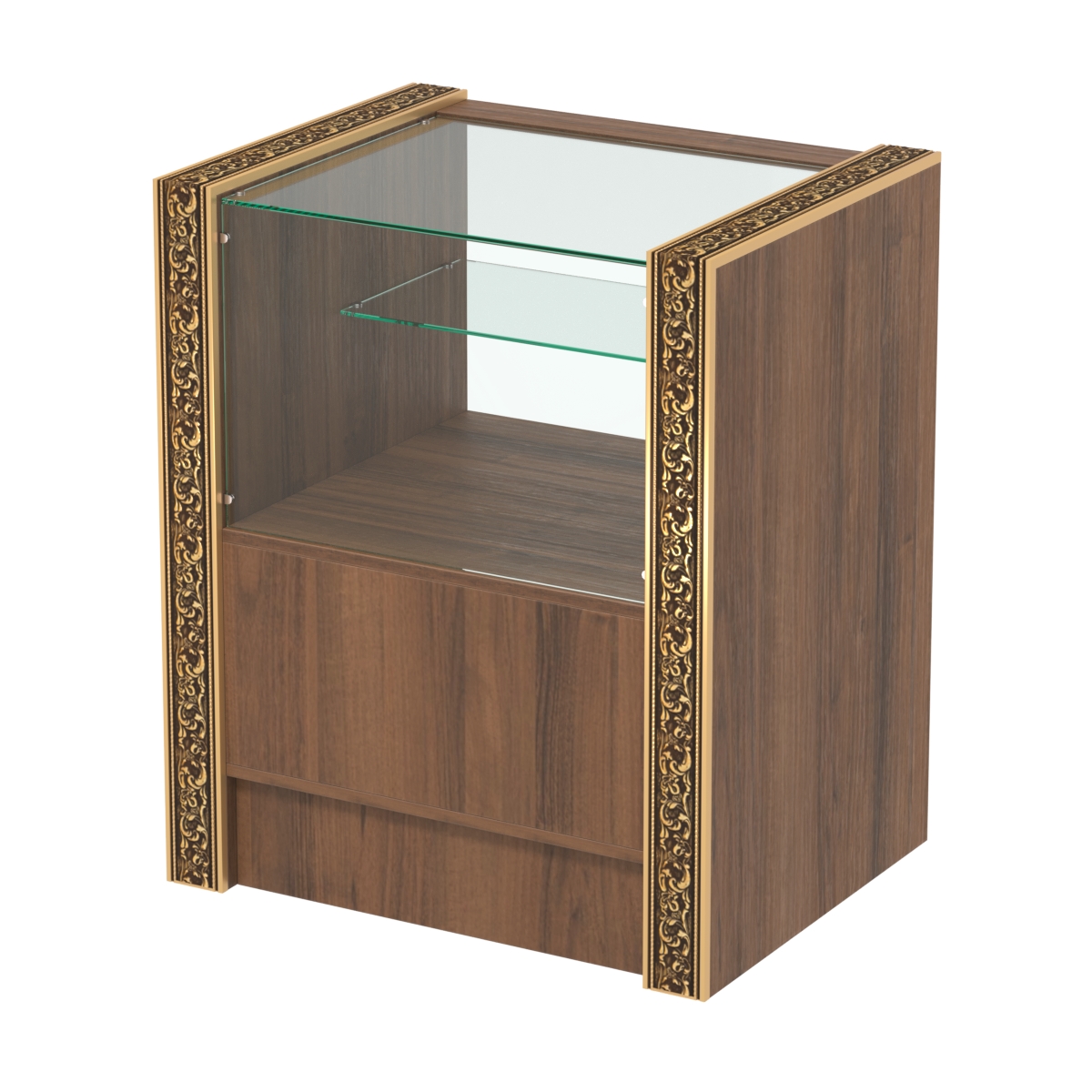 Недорогой прилавок малый с декоративными молдингами №ПДМ-3-600 Орех