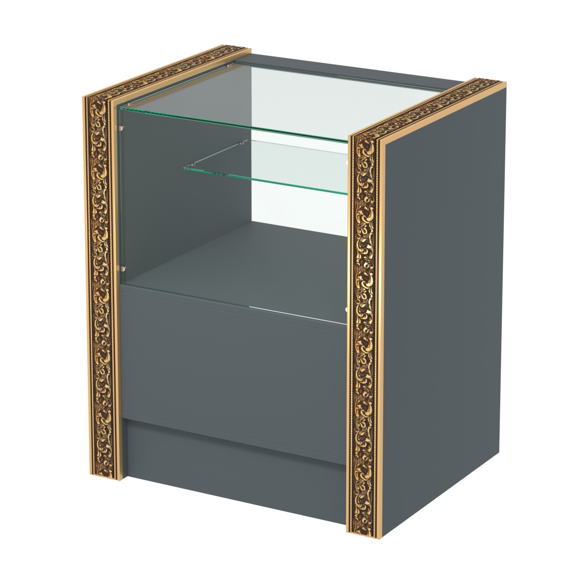 Недорогой прилавок малый с декоративными молдингами №ПДМ-3-600 Темно-Серый