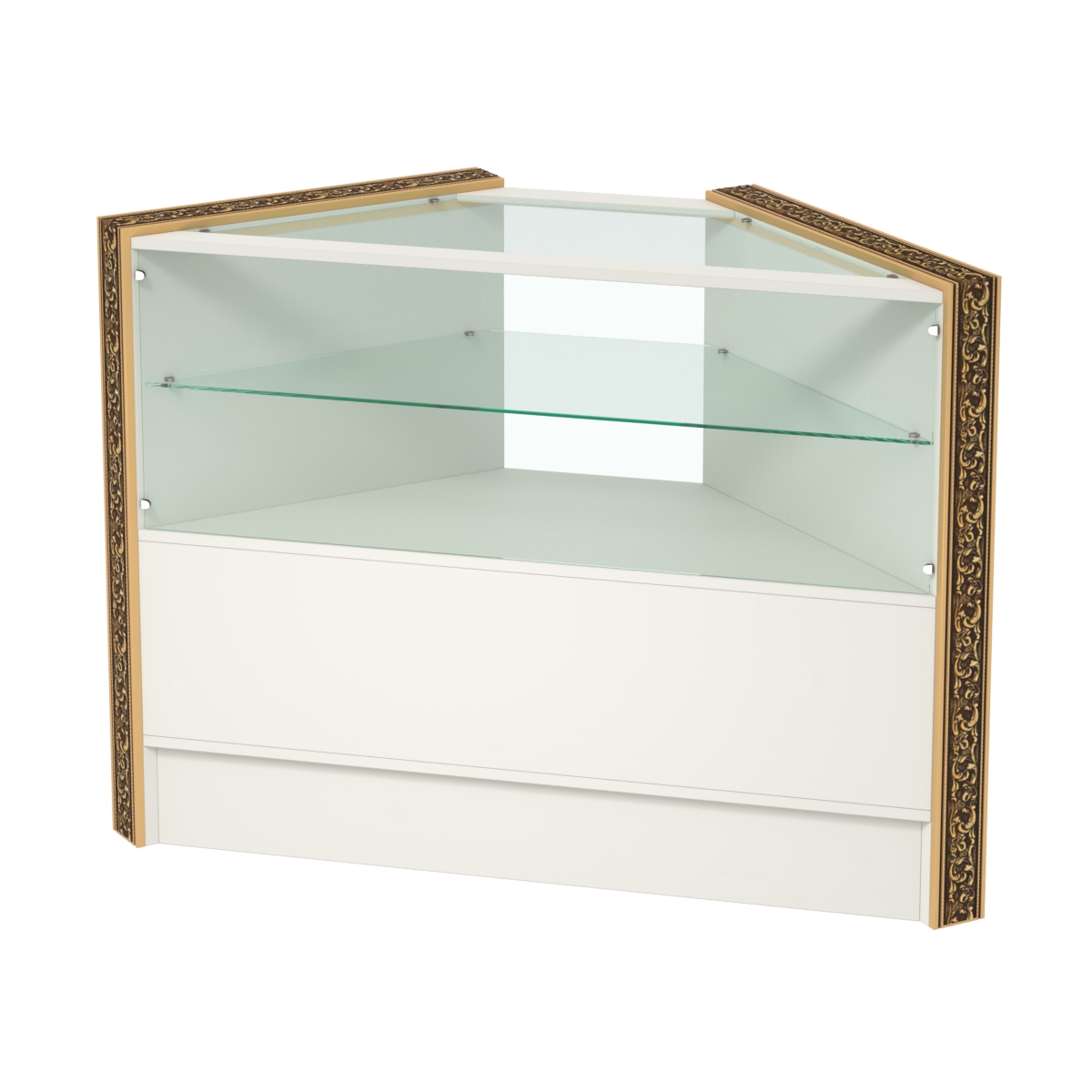 Недорогой прилавок угловой с декоративными молдингами №ПДМ-9 Белый