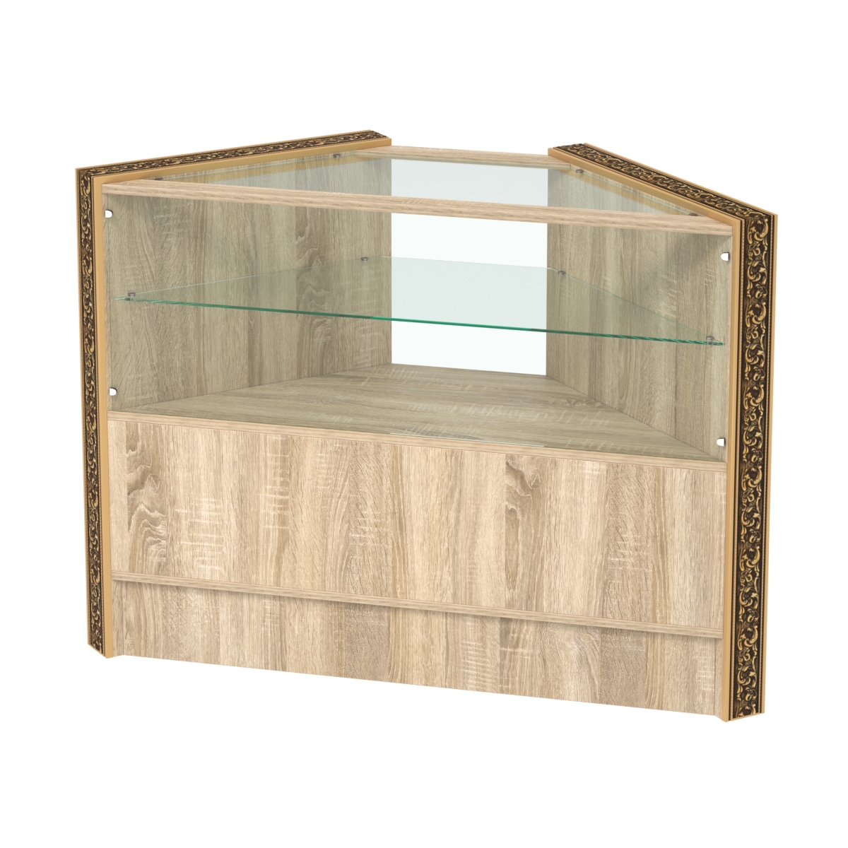 Недорогой прилавок угловой с декоративными молдингами №ПДМ-9 Дуб сонома