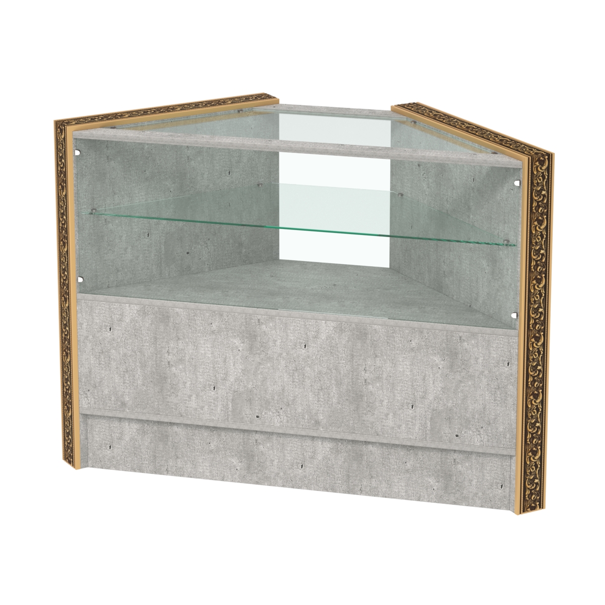 Недорогой прилавок угловой с декоративными молдингами №ПДМ-9 Метрополитан Грей