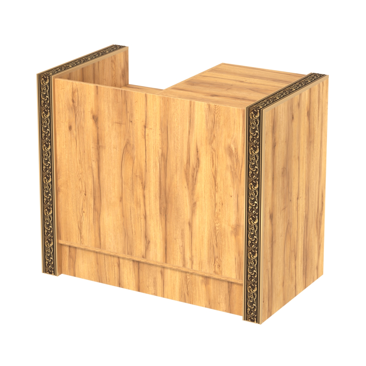 Недорогой кассовый прилавок с ящиками и декоративными молдингами №ПДМ-К2 Дуб Золотистый