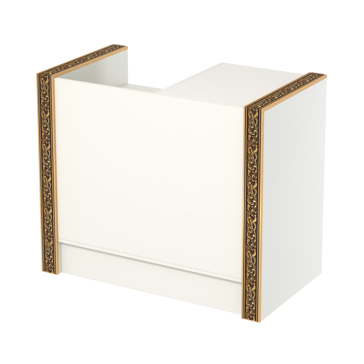 Недорогой кассовый прилавок с ящиками и декоративными молдингами №ПДМ-К2 Белый