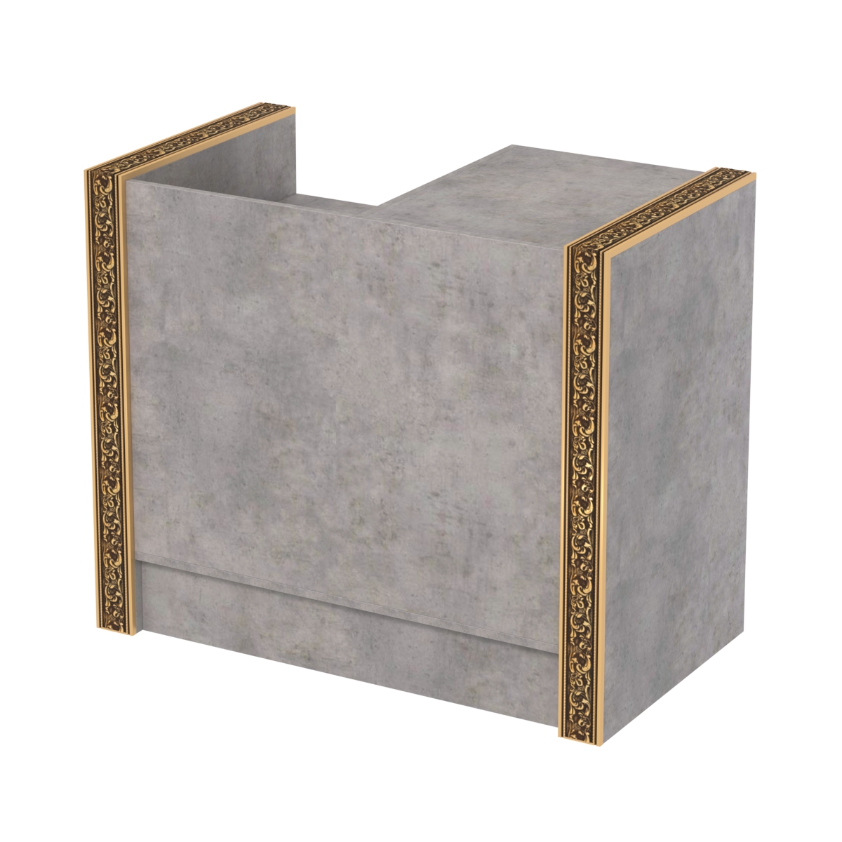 Недорогой кассовый прилавок с ящиками и декоративными молдингами №ПДМ-К2 Бетон Чикаго светло-серый F186 ST9