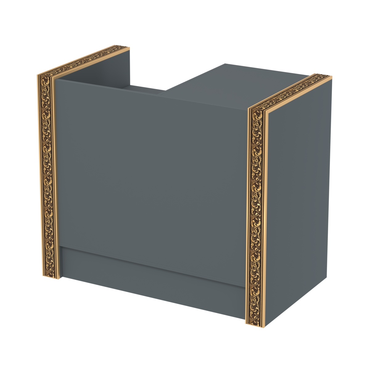 Недорогой кассовый прилавок с ящиками и декоративными молдингами №ПДМ-К2 Темно-Серый