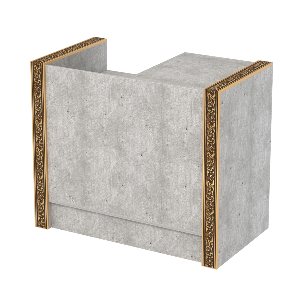 Недорогой кассовый прилавок с ящиками и декоративными молдингами №ПДМ-К2 Метрополитан Грей