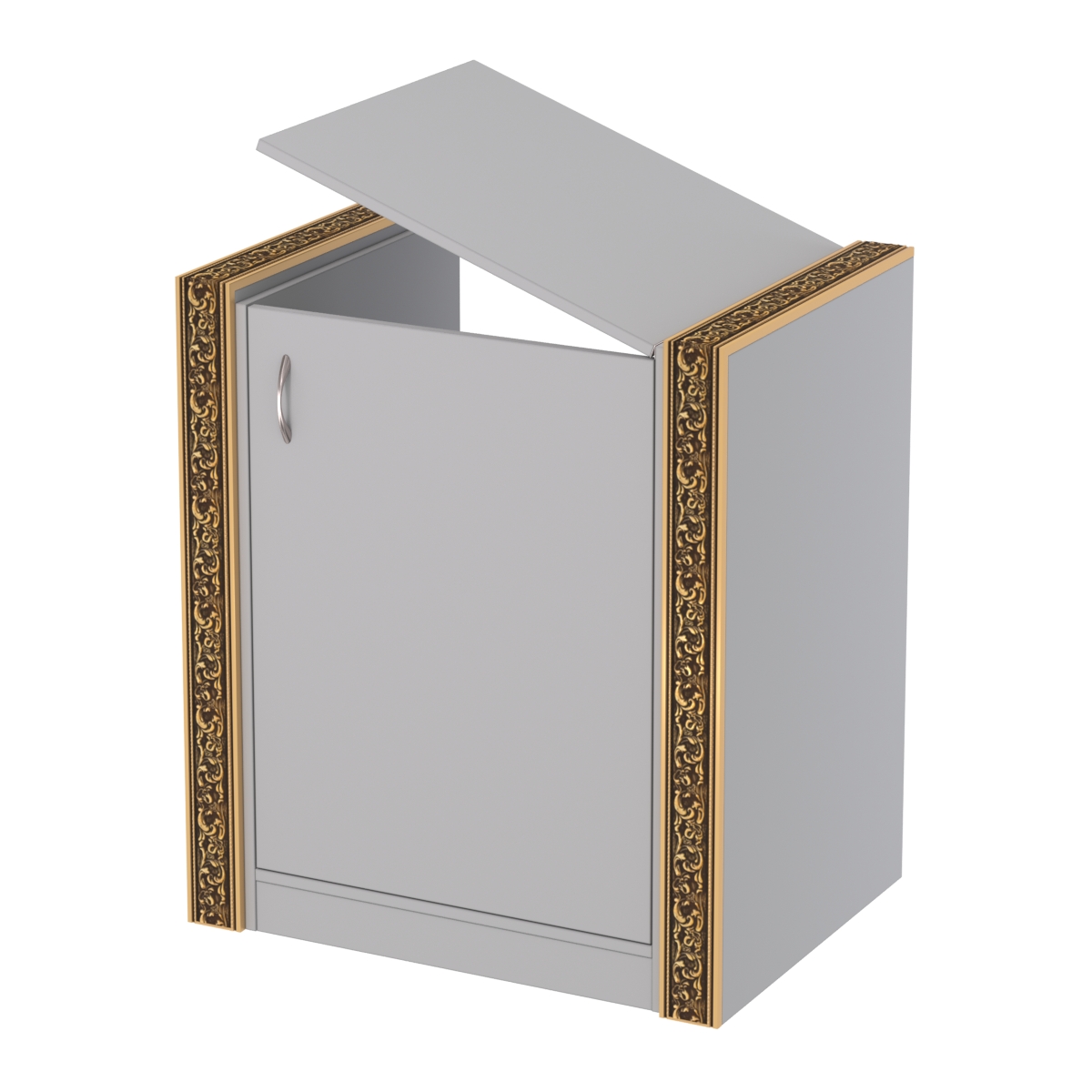 Недорогой прилавок-проход с декоративными молдингами №ПДМ-ПР-600 Cерый