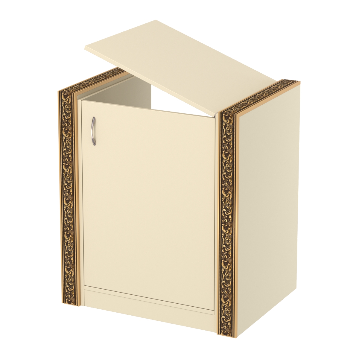 Недорогой прилавок-проход с декоративными молдингами №ПДМ-ПР-600 Крем Вайс