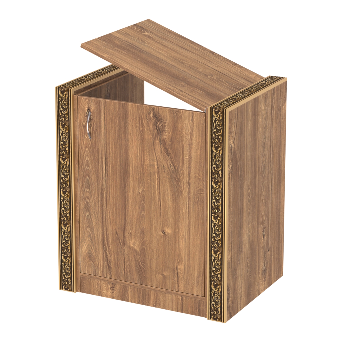 Недорогой прилавок-проход с декоративными молдингами №ПДМ-ПР-600 Дуб Канзас коричневый