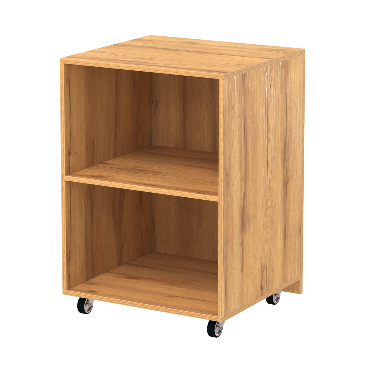 Узкий недорогой прилавок под декоративные молдинги с металлическими колесами №ПДМ-13 Дуб Золотистый