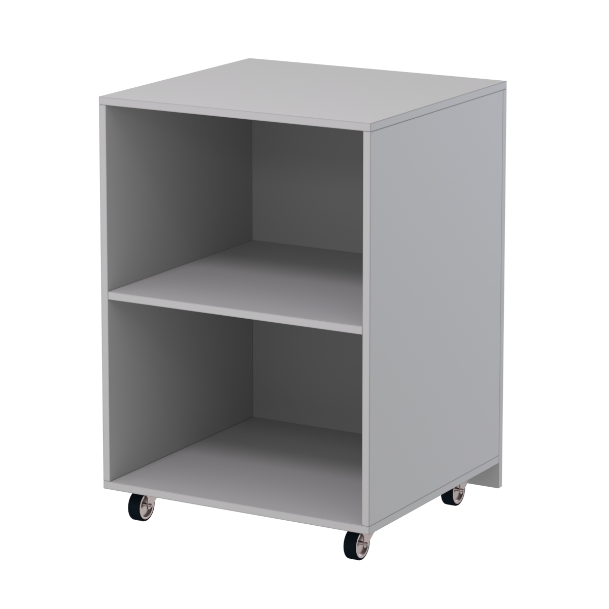 Узкий недорогой прилавок под декоративные молдинги с металлическими колесами №ПДМ-13 Cерый