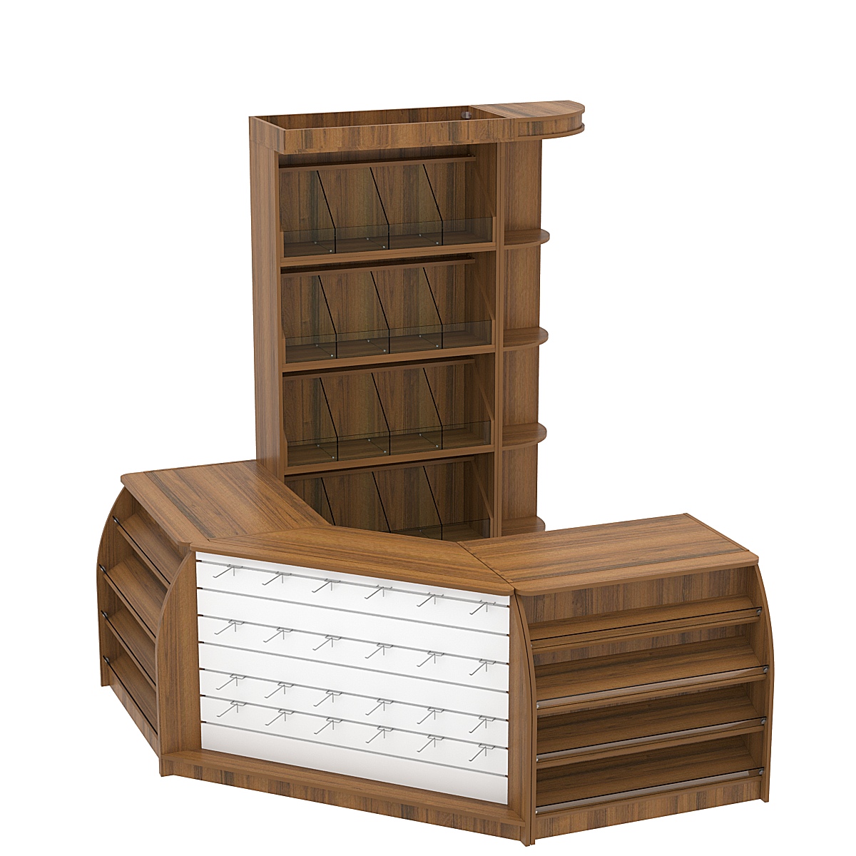 Комплект кассовой зоны со стеллажами под конфеты и орехи малый №1 Орех