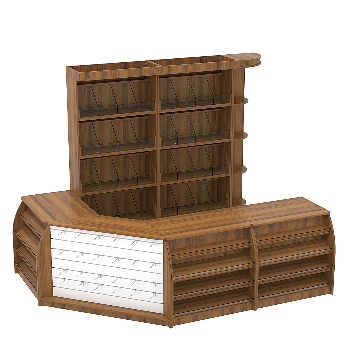 Комплект кассовой зоны со стеллажами под конфеты и орехи средний №2 Орех