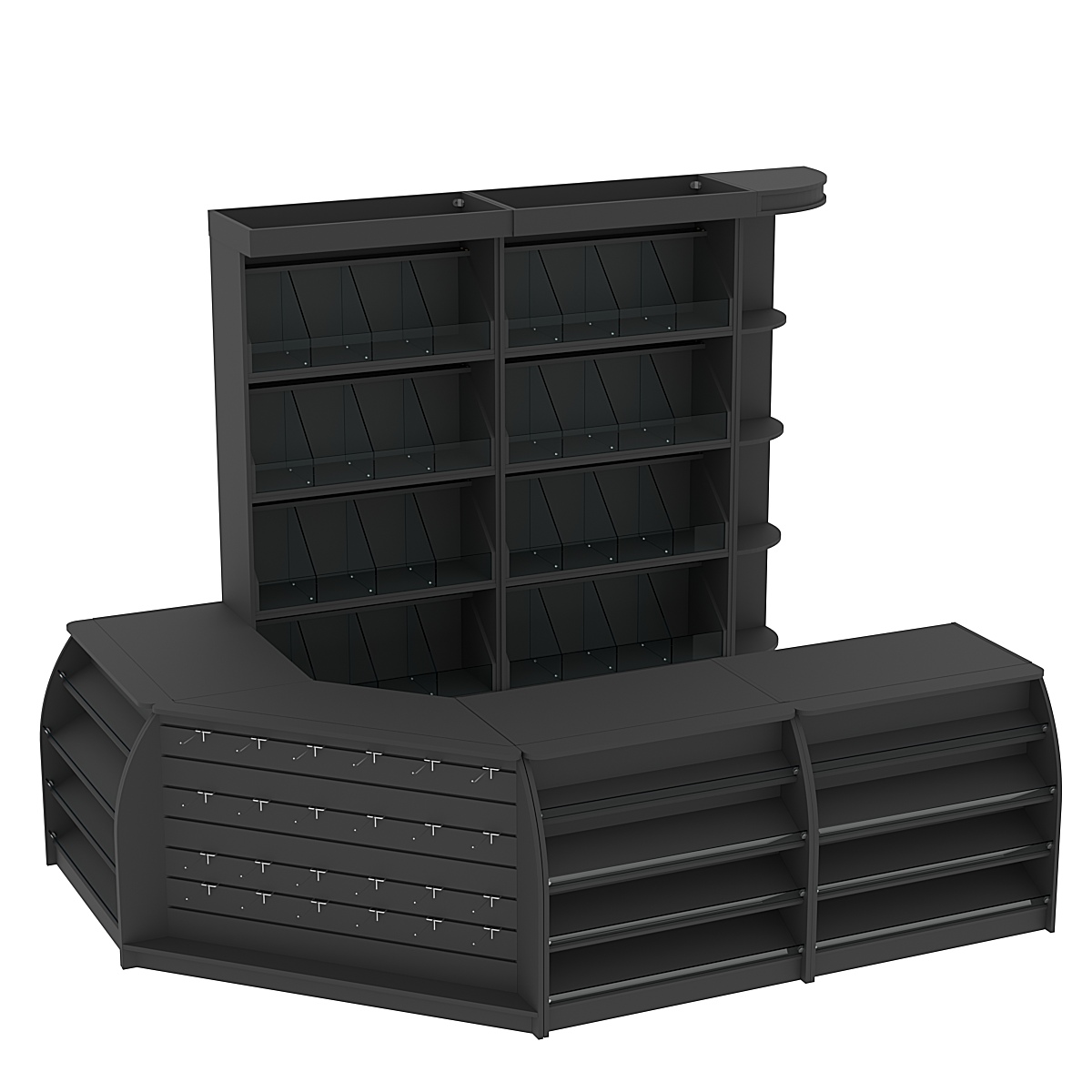Комплект кассовой зоны со стеллажами под конфеты и орехи средний №2 Черный