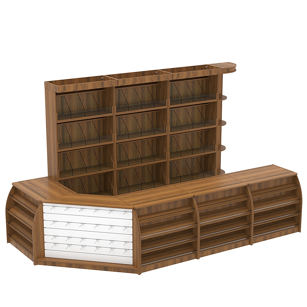 Комплект кассовой зоны со стеллажами под конфеты и орехи большой №3 Орех