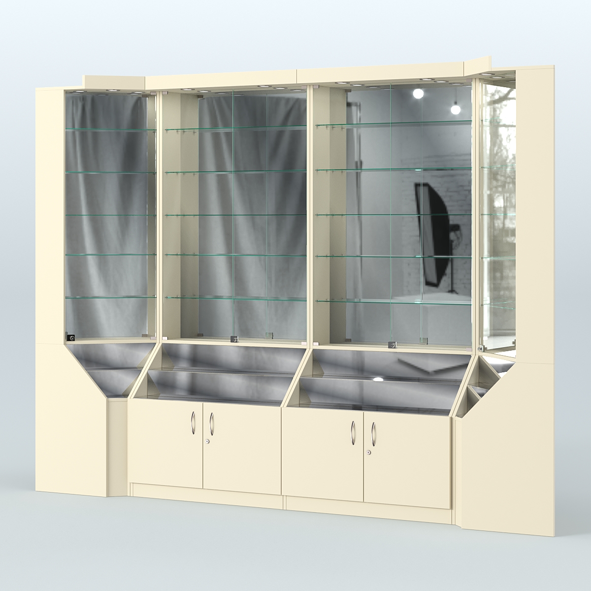 Павильон серии Эталон с зеркальными стенками  №2 Крем Вайс