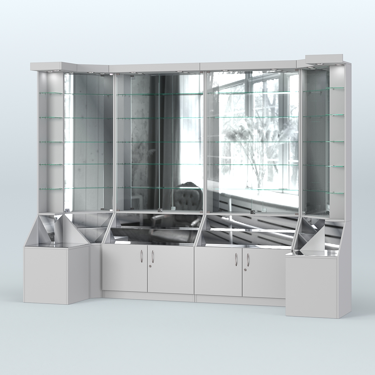 Павильон со стеклянными полками серии Эталон №4 Cерый