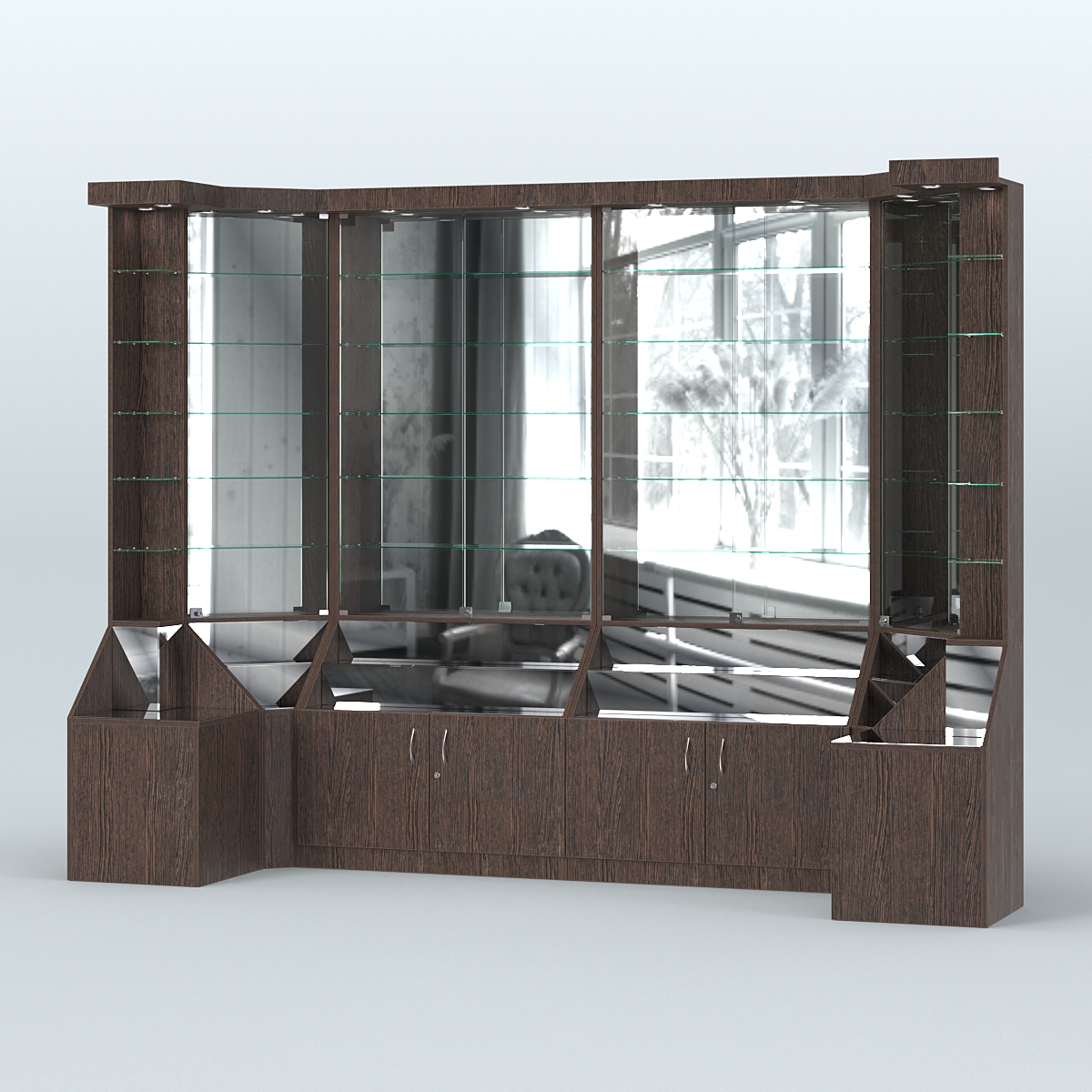 Павильон со стеклянными полками серии Эталон №4 Дуб Венге