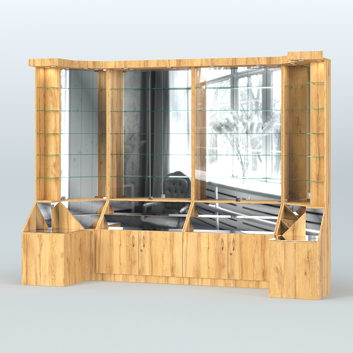 Павильон со стеклянными полками серии Эталон №4 Дуб Золотистый