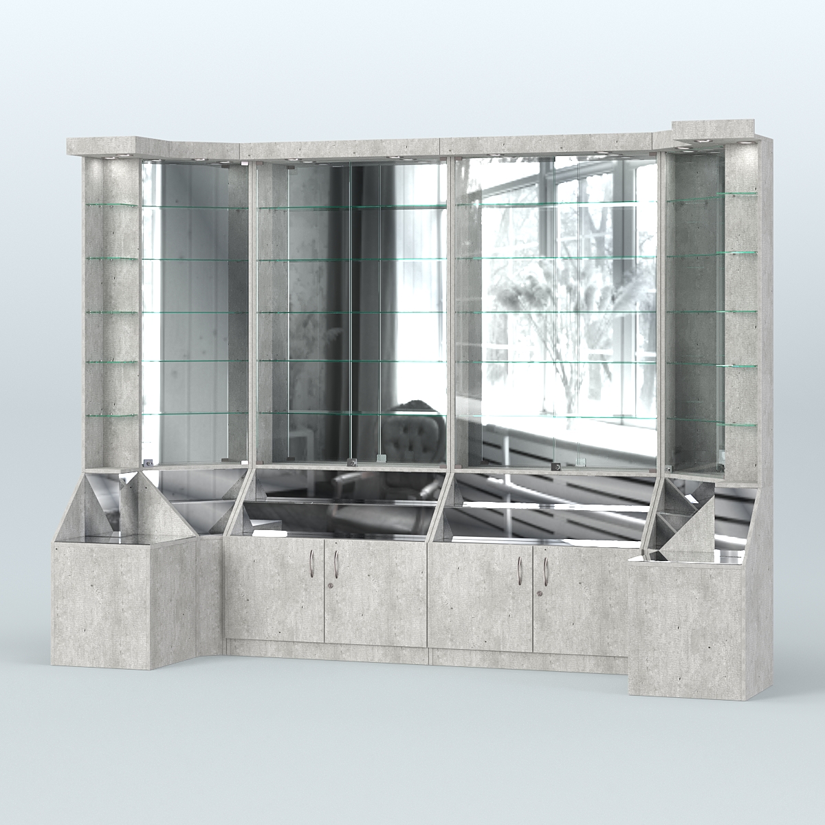 Павильон со стеклянными полками серии Эталон №4 Метрополитан Грей