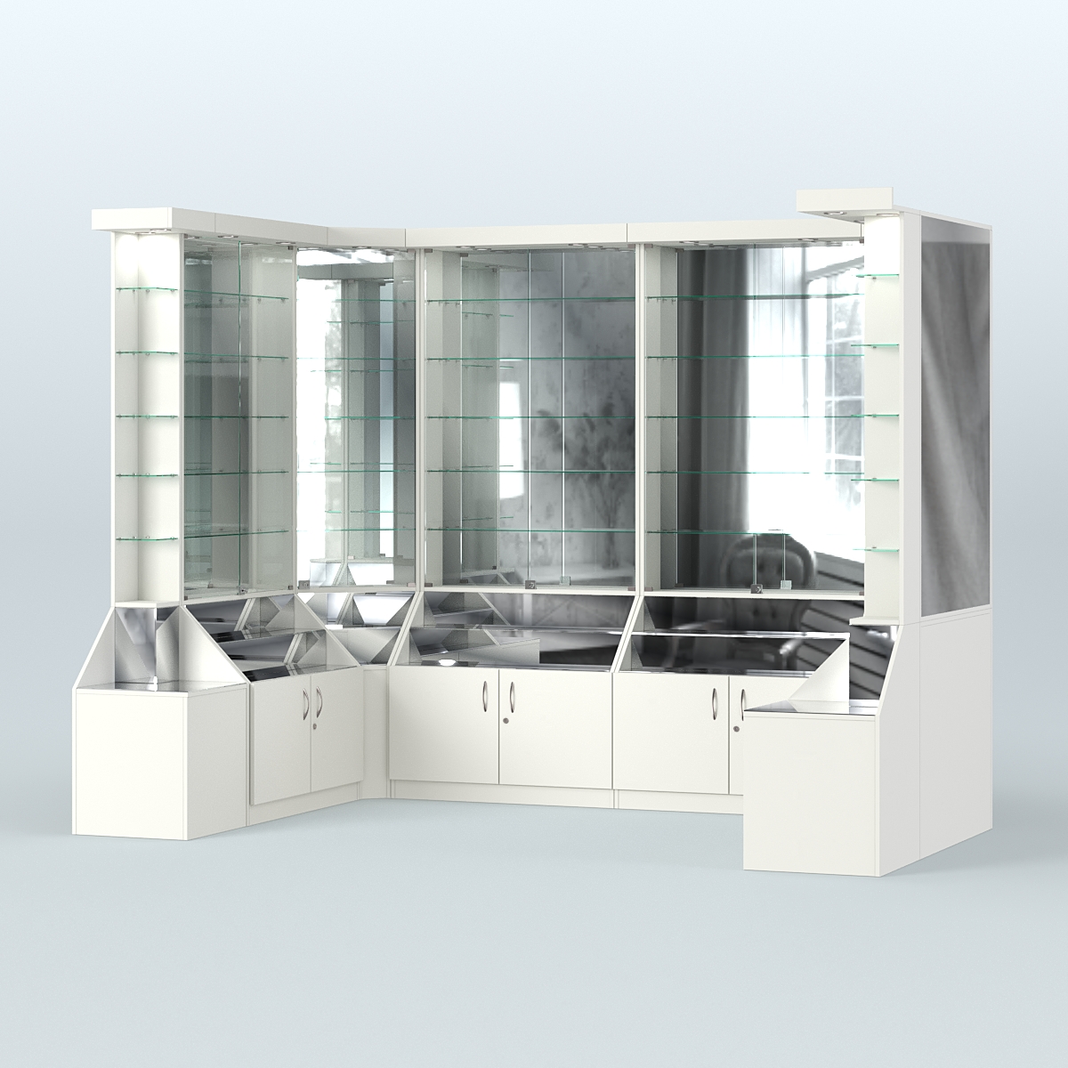 Павильон с прозрачными дверками серии Эталон №5 Белый