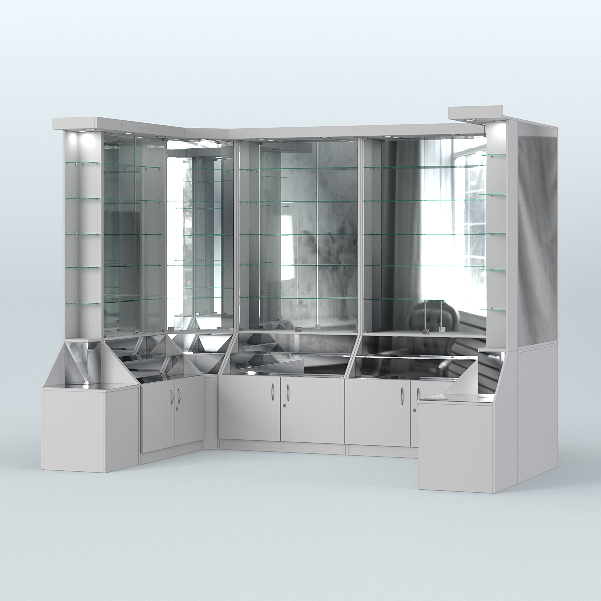 Павильон с прозрачными дверками серии Эталон №5 Cерый