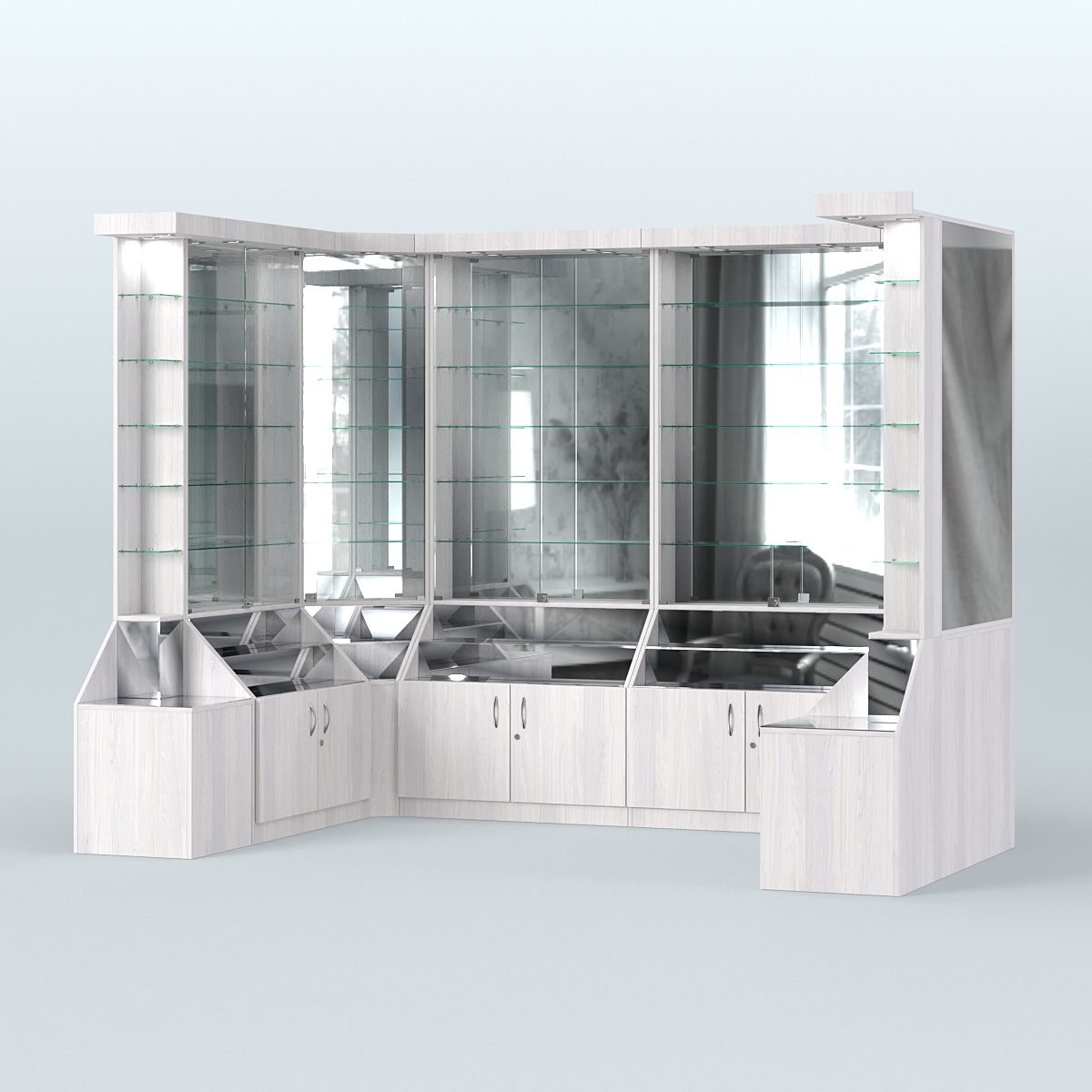 Павильон с прозрачными дверками серии Эталон №5 Ясень Анкор светлый