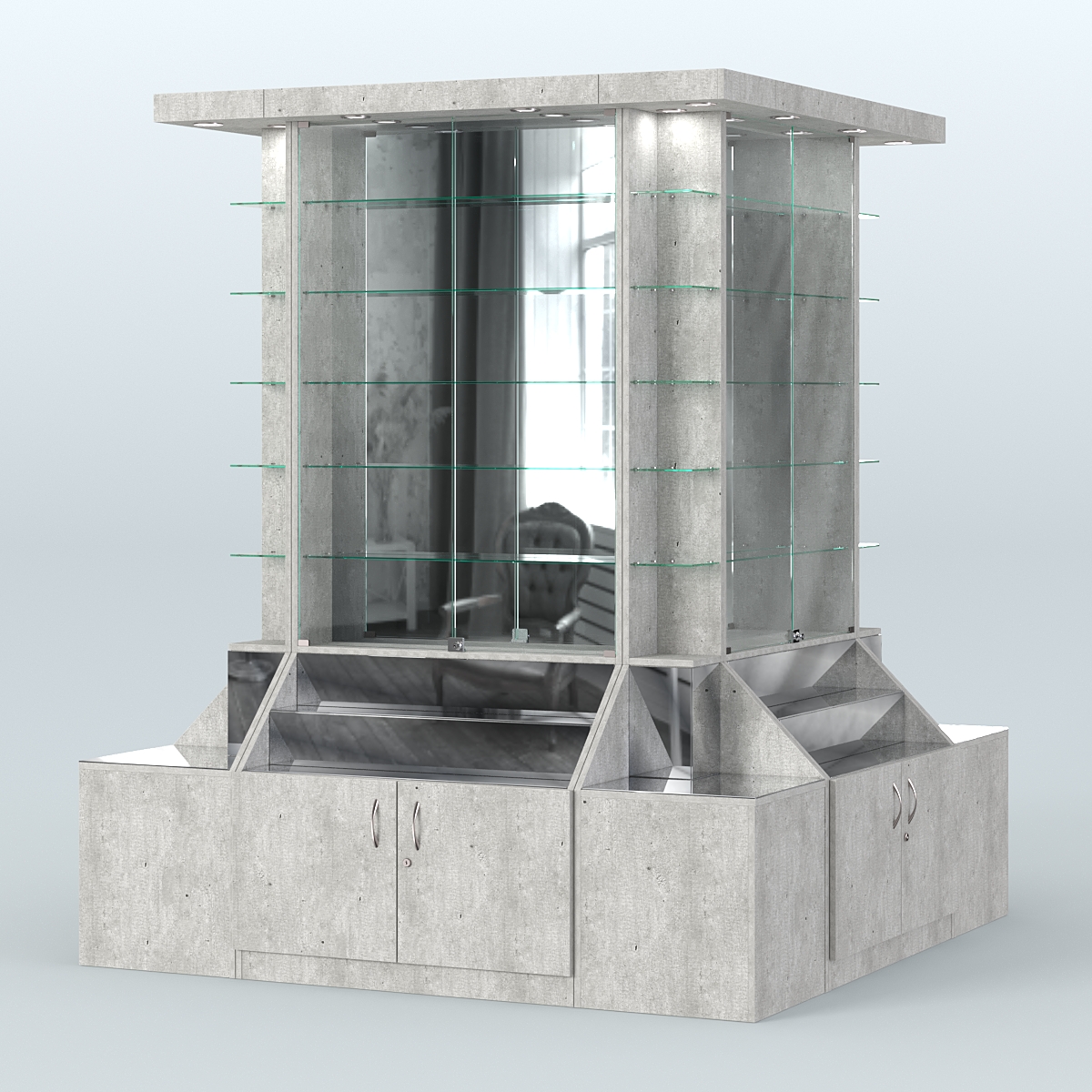 Павильон вокруг колонны серии Эталон №6 Метрополитан Грей