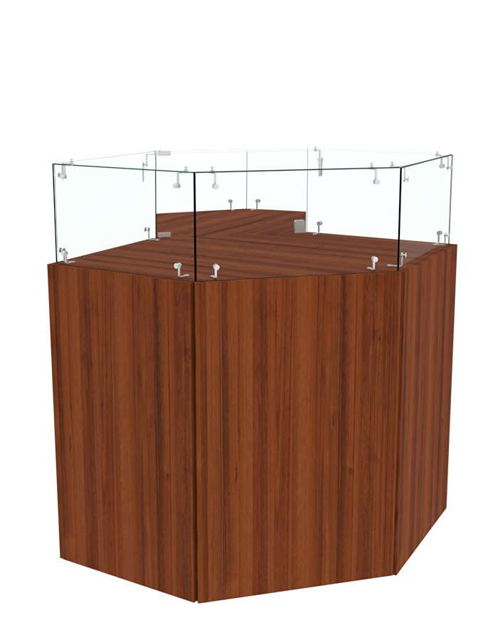 Прилавок с распашными дверками ОТРАЖЕНИЕ №16 угловой Орех