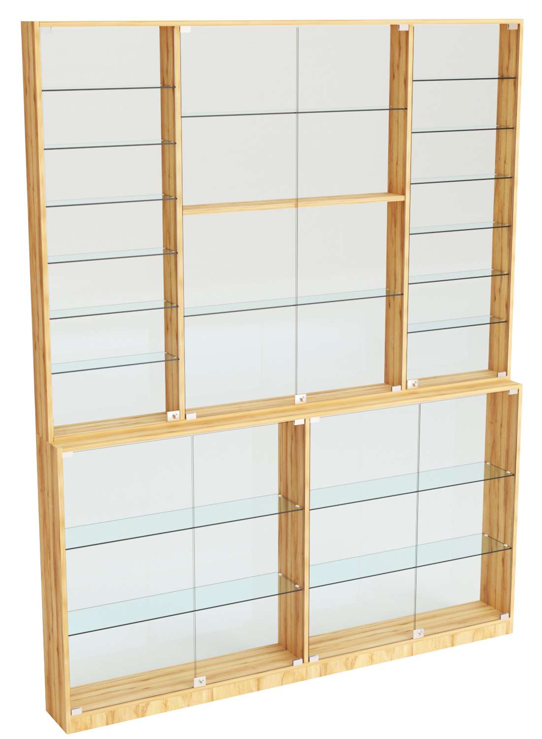 Витрина из ДСП Эконом №9-2 (задняя стенка Стекло) Дуб Золотистый