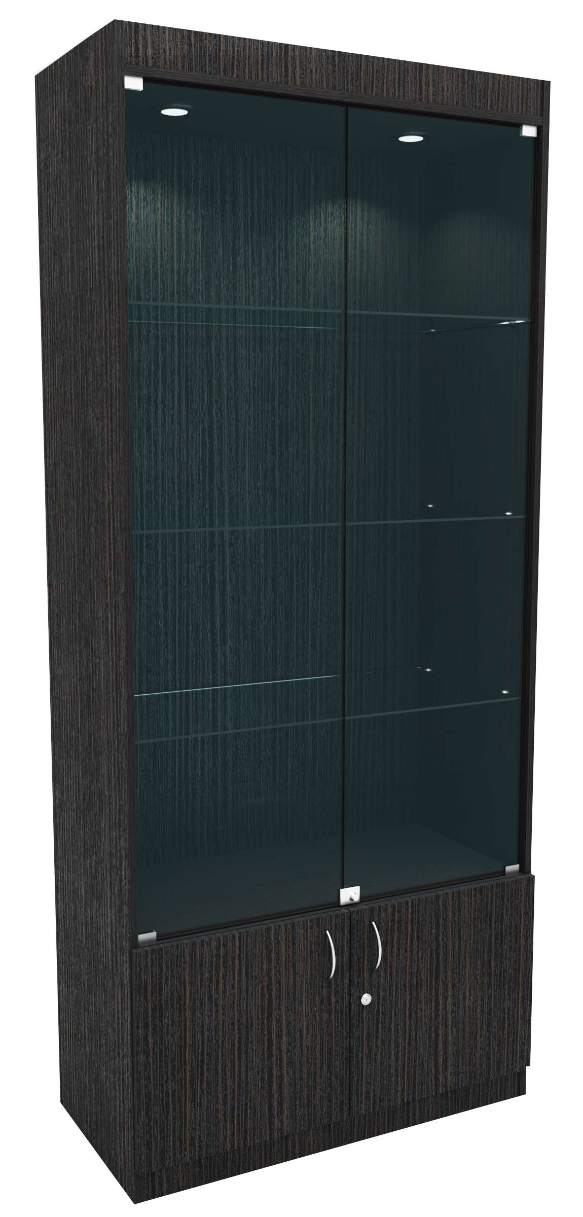 Стеклянная витрина №1-1 с каркасом из ДСП (задняя стенка ДВП) Дуб Венге