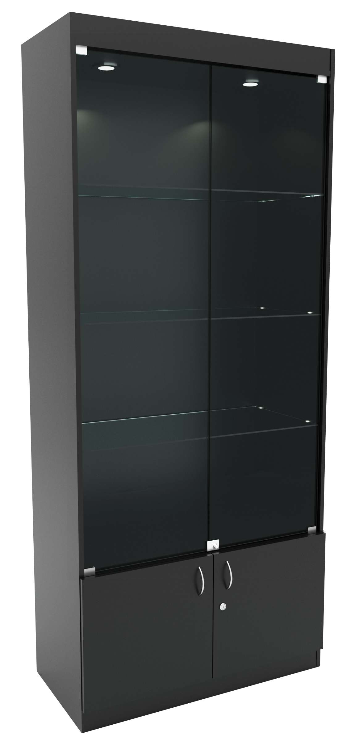 Стеклянная витрина №1-1 с каркасом из ДСП (задняя стенка ДВП) Черный