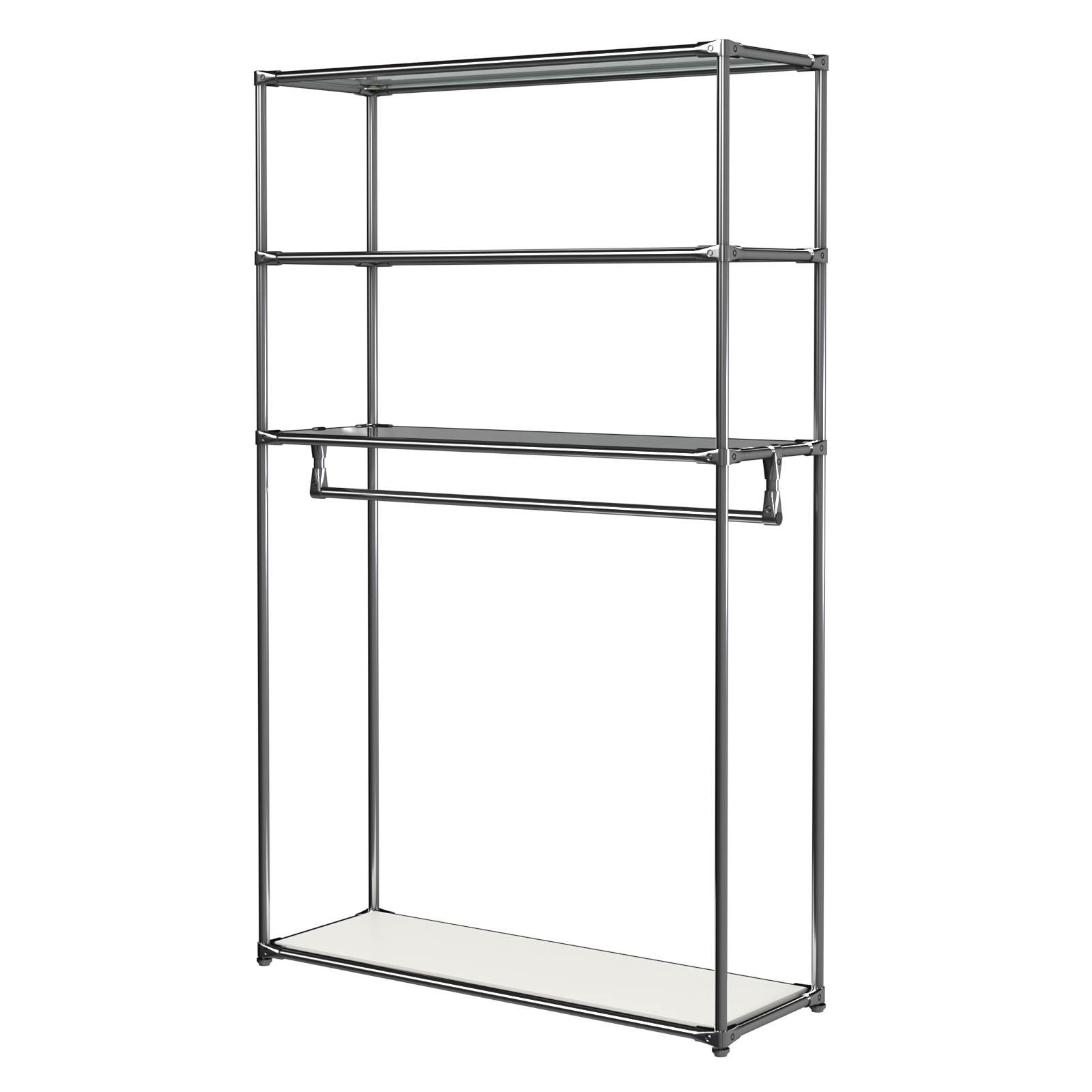 Хромированное вешало БАШНЯ №6-2 с полками стекло 8мм (тонированное) Белый