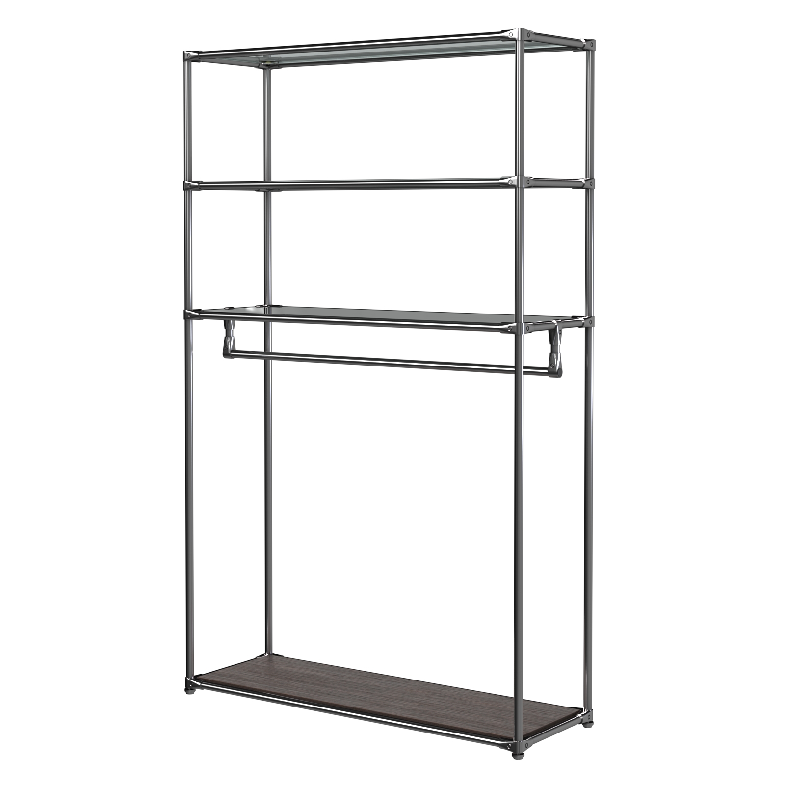 Хромированное вешало БАШНЯ №6-2 с полками стекло 8мм (тонированное) Дуб Венге